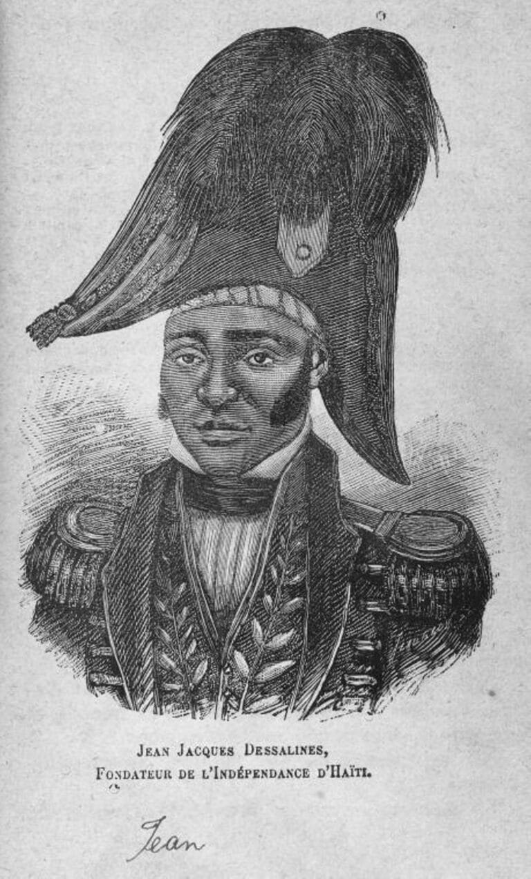 Ce portrait de Dessalines, sous-titré « Jean-Jacques Dessalines, fondateur de l'indépendance d'Haïti », est apparu dans l'ouvrage de Dantès Fortunat, Nouvelle géographie de l'île d'Haïti : Contenant des notions historiques et topographiques sur les autres Antilles (Paris, 1888). Le livre de Fortunat était destiné à être un manuel d'histoire utilisé dans les écoles haïtiennes.